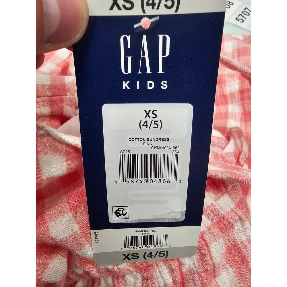 Gap Girls Gingham Sundress Pink Cotton Casual Size XS